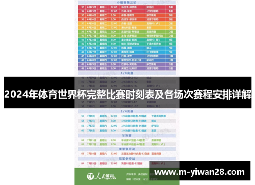 2024年体育世界杯完整比赛时刻表及各场次赛程安排详解