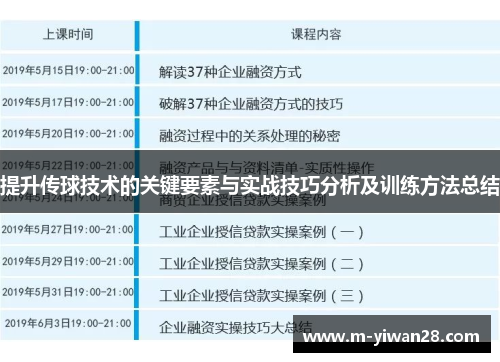 提升传球技术的关键要素与实战技巧分析及训练方法总结
